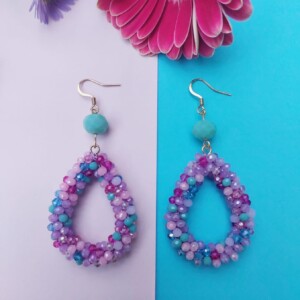 Shimmer Teardrop Dangle Earrings - Lilac