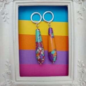 Silver Psychedelic Drop Earrings