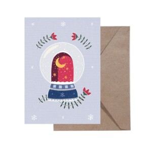 Snowglobe kerstkaartje A6
