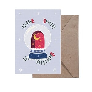 Snowglobe kerstkaartje A6