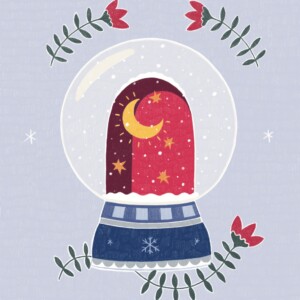 Snowglobe kerstkaartje A6