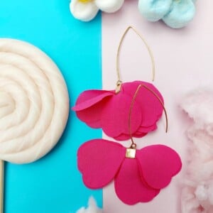 Tulip Petal Earrings - Cerise Pink