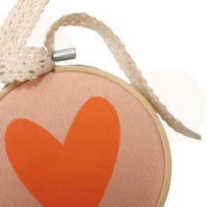 Bamboo ring - Hart | Peach + Oranje |  11cm | Wanddecoratie