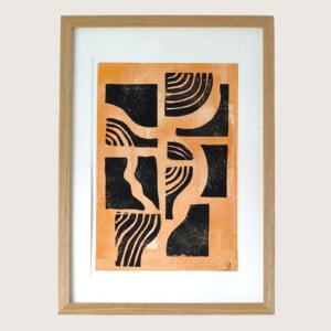 Abstract handgemaakte poster goud met zwart