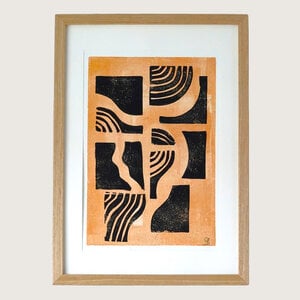 Gebroken Symmetrie, poster goud met zwart