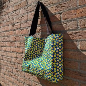 Dubbelzijdige Shopper Tas – Vrolijke Emoticon Print
