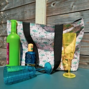 Dubbelzijdige Tropical Strandtas – Flamingo & Zwart