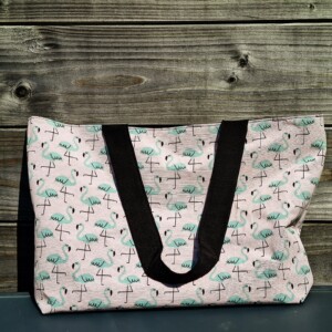 Dubbelzijdige Tropical Strandtas – Flamingo & Zwart