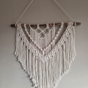 Hangemaakte boho macrame wallhanging diamant