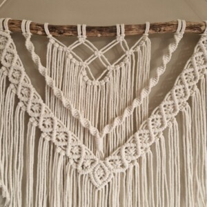 Hangemaakte boho macrame wallhanging diamant