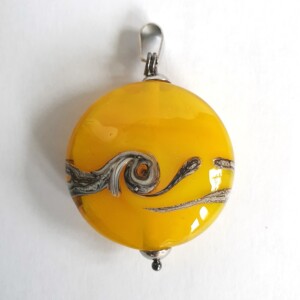 Hanger glaskraal geel