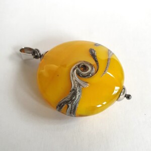 Hanger glaskraal geel