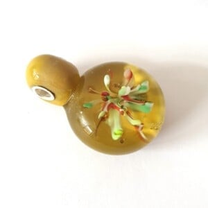 Hanger glaskraal olijfgroen met implosie