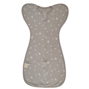 Honeybears Inbakerslaapzak – Slaapzak baby – Inbakerdoek baby - Swaddle up – Lichtgrijs met witte sterretjes – 0 tot 3 maanden - 60 cm - TOG 1.0