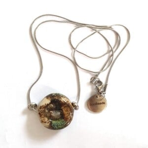 Ketting glaskraal donut zilverglas
