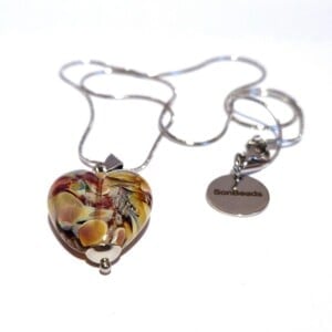 Ketting glaskraal hartje multicolor