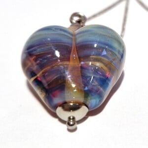 Ketting glaskraal hartje multicolor blauw