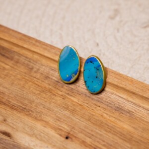 Oorbellen | Stud Ovaal Blue Agate