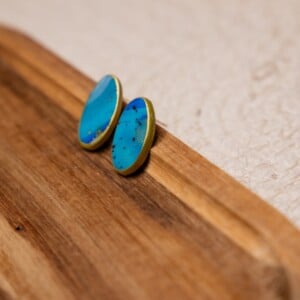 Oorbellen | Stud Ovaal Blue Agate
