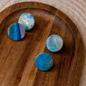 Oorbellen | Stud Rond Blue Agate