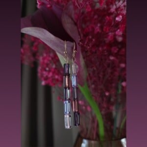Roségouden asymmetrische paarse ombre kristallen orbellen