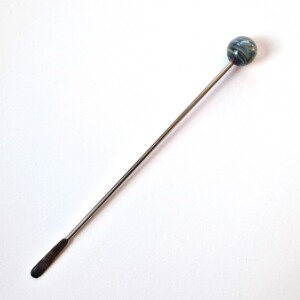 Coctail lepel met handgemaakte glaskraal blauw-groen