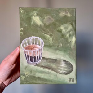 "Coffee + Winter Sun" - original artwork in oil paint