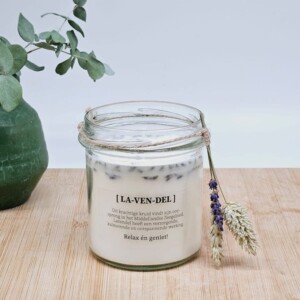DIY pakket - Geurkaars met bloemen - lavendel