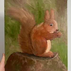 Schilderij "Eekhoorn" - origineel kunstwerk in olieverf