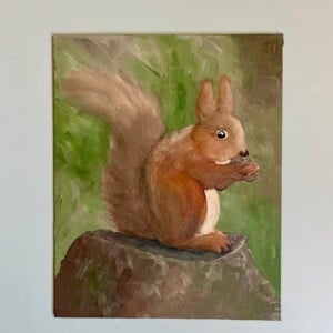 Schilderij "Eekhoorn" - origineel kunstwerk in olieverf