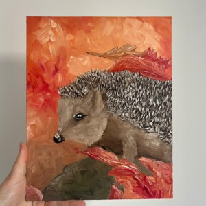 Schilderij "Egel" - origineel kunstwerk in olieverf