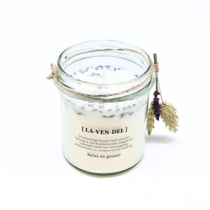 Geurkaars met bloemen - lavendel