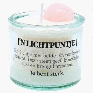 Geurkaars met edelsteen - Lichtpuntje - rozenkwarts 5cm