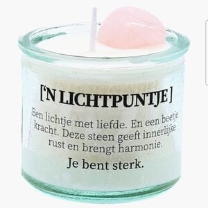 Geurkaars met edelsteen - Lichtpuntje - rozenkwarts 5cm