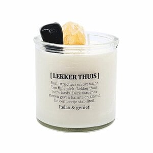 Geurkaars met edelstenen - Lekker thuis - honing calciet & toermalijn