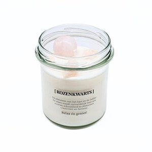 Kaars met edelsteen en geurdecoratie - Rozenkwarts