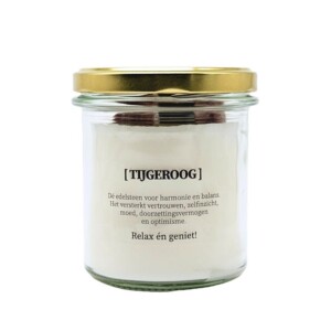 Kaars met edelsteen en geurdecoratie - Tijgeroog
