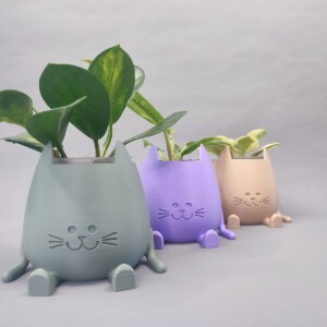 Katten Pot Cat Planter Sitting Happy Pot Plantenpot Zittende Smilende 3D geprinte Maat L
