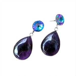 Oorbellen Swarovski Vitrail Light en amethist druppels