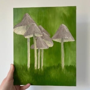 Schilderij "Paddenstoelen" - origineel kunstwerk in olieverf