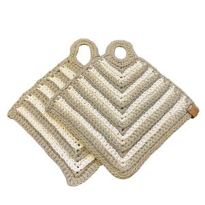 Retro pannenlappen- zand-offwhite