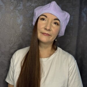 Soft lilac denim baret