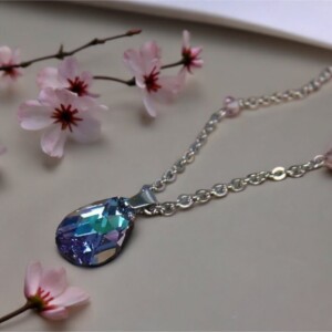 Stainless steel ketting met Swarovski hanger Vitrail Light