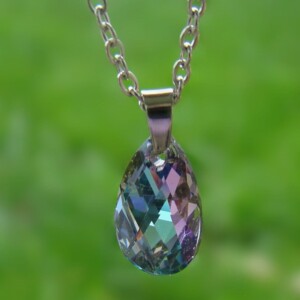 Stainless steel ketting met Swarovski hanger Vitrail Light