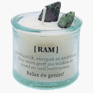 Sterrenbeeld kaars met edelsteen - Ram 5cm