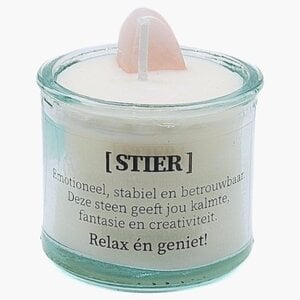 Sterrenbeeld kaars met edelsteen - Stier 5cm