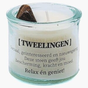 Sterrenbeeld kaars met edelsteen - Tweelingen 5cm