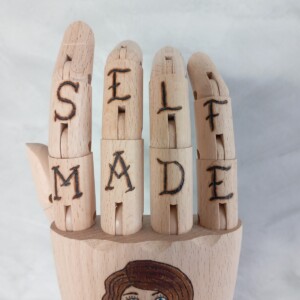 Kunst houten Tattoo hand boks dame