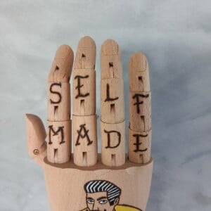 kunst houten Tattoo hand boks man