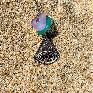 Zeeglas Ocean Eye Ketting Zilver - Laguna Treasures